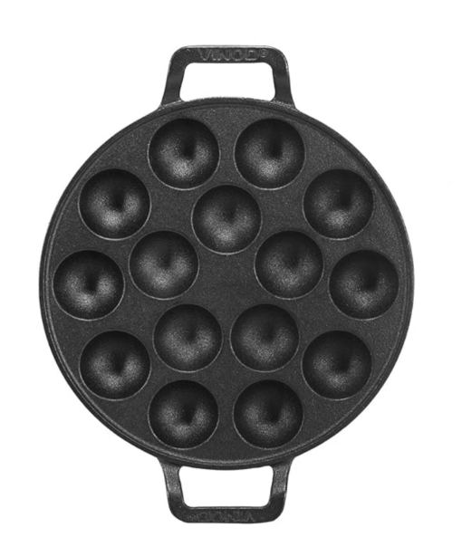 Vinod Legacy Cast Iron Stick Free Paniyarakkal Pan - 15 Cups, 25cm / Paniyaram pan/Appa Patra/Appam Patra/Appe/Paddu pan/Non Toxic, Enamel Free - Black